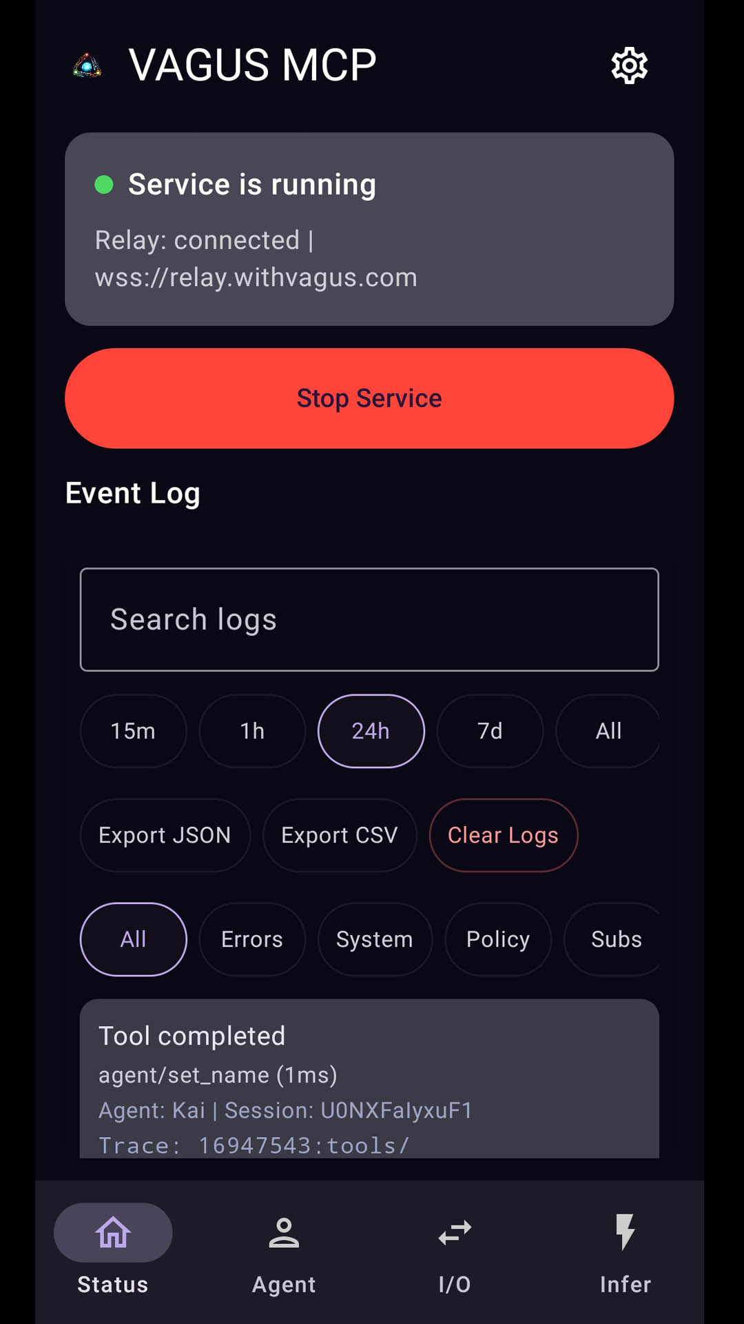 VAGUS MCP Status Dashboard